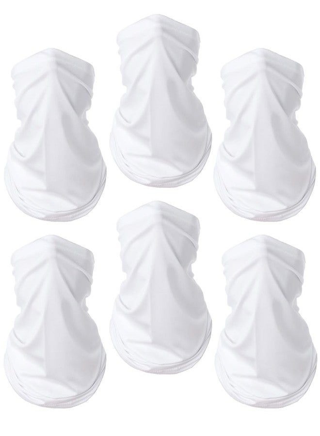 Fanjin 6 Pack Breathable Bandana Face Mask, Summer UV Protection Cooling Neck Gaiter Face Clothing (White) - Image 1